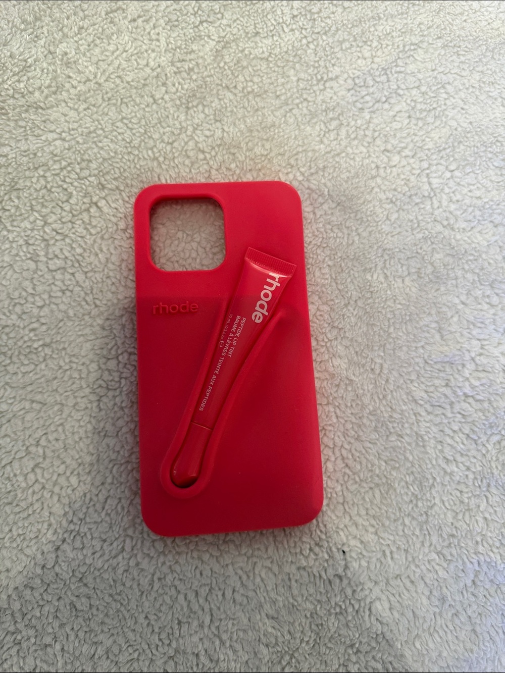 RHODE Red Silicone iPhone Case with Matching Lip-Tube Holder